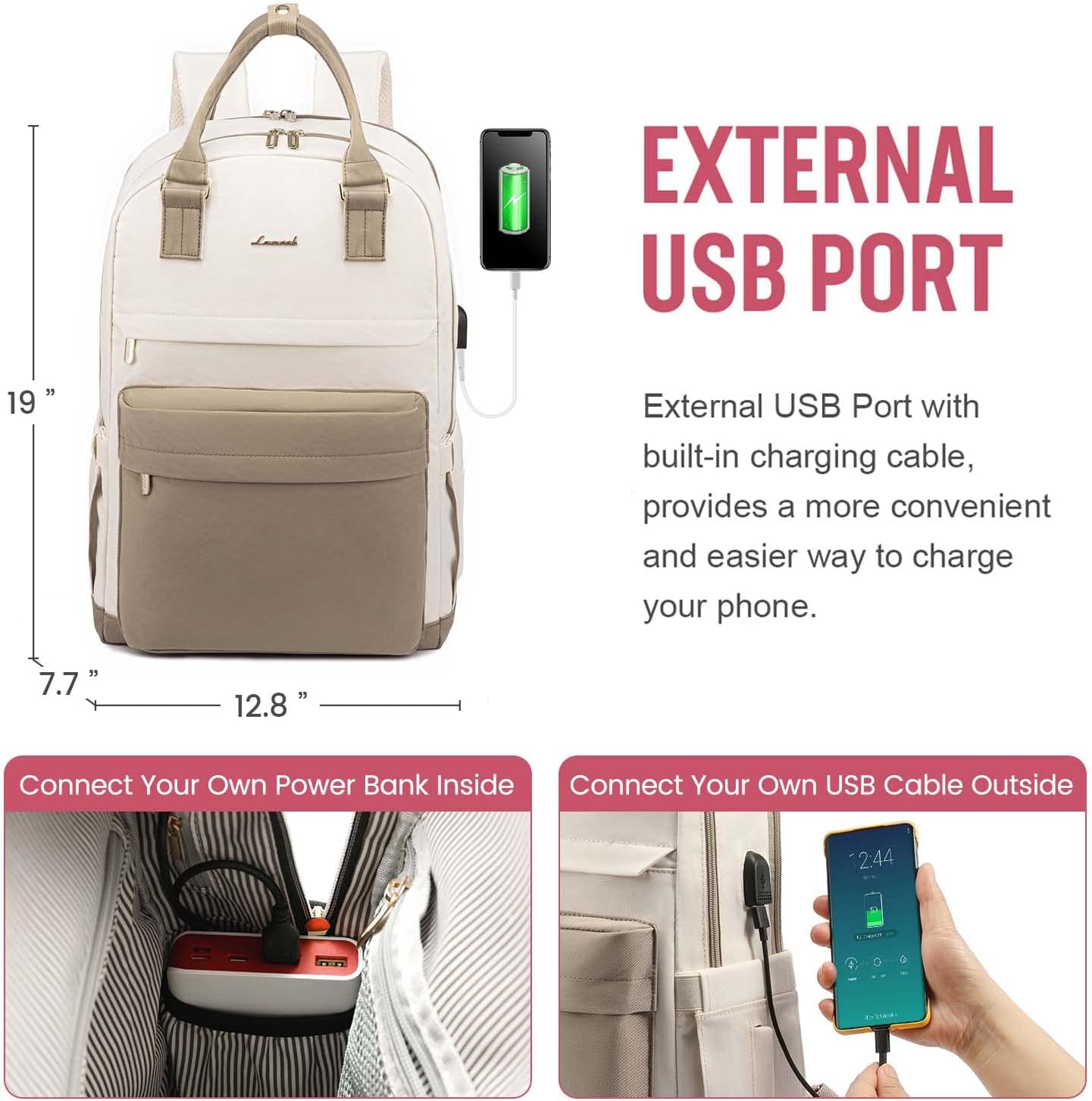 LOVEVOOK Laptop Backpack for Women Men 15.6 Inch Laptop Bag with USB Port Fashion Student Bookbag Waterproof Backpacks Teacher Nurse Stylish Travel Bags Vintage Daypacks for School， College， Work - Image 5
